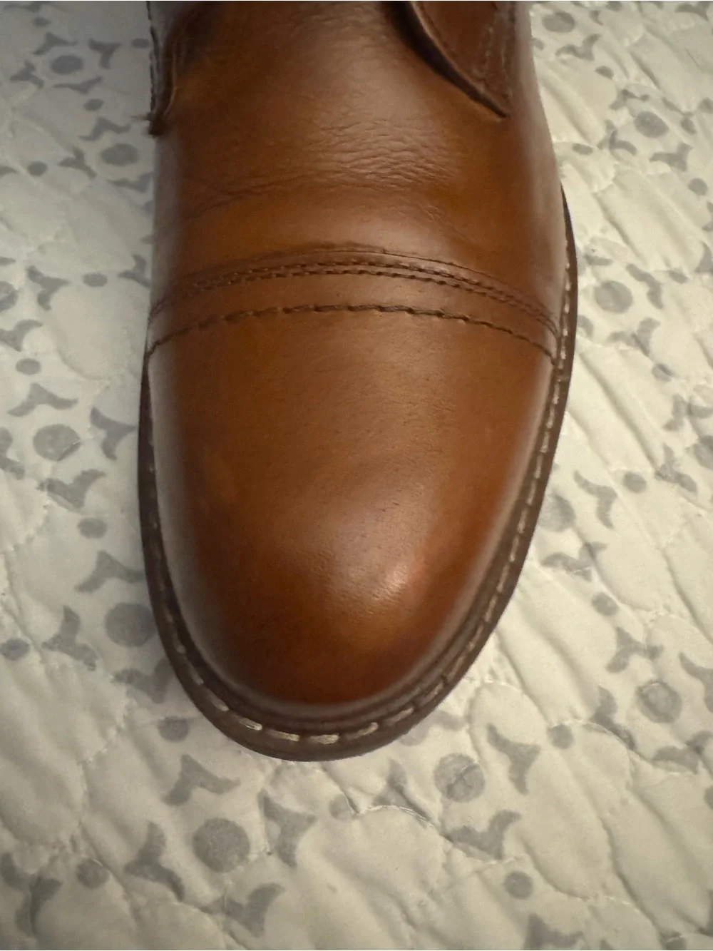 Crown Vintage Men’s Lingdale Leather Cap Toe Lace-Up Boots, Size 10.5, Cognac